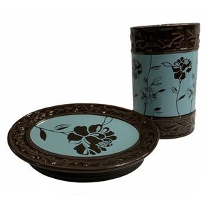 Cabella 2-Pc. Bath Accessory Set Chocolate Blue
